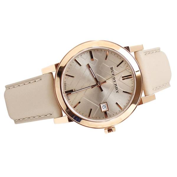 Burberry The City Beige Dial Brown Leather Strap Watch for Women - BU9014