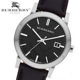 Burberry The City Black Dial Black Leather Strap Watch for Men - BU9009