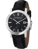 Burberry The City Black Dial Black Leather Strap Watch for Men - BU9009