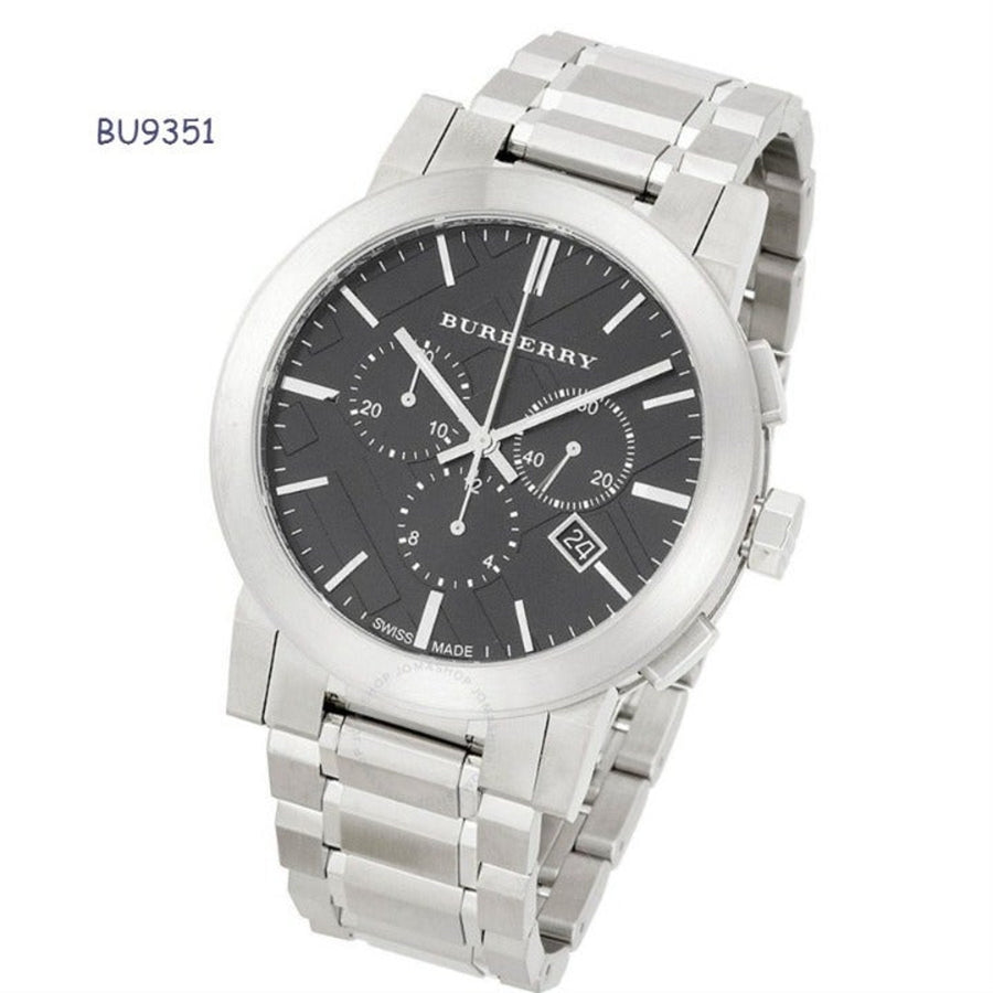 Burberry The City Black Dial Silver Steel Strap Watch for Men - BU9351