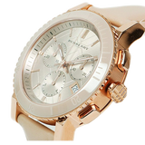 Burberry The City Chronograph Rose Gold Dial Beige Leather Strap Watch For Women - BU9702