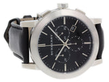 Burberry The City Chronograph Black Dial Black Leather Strap Watch for Men - BU9356