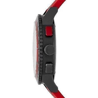 Burberry The City Chronograph Black Dial Red Rubber Strap Watch For Men - BU9805