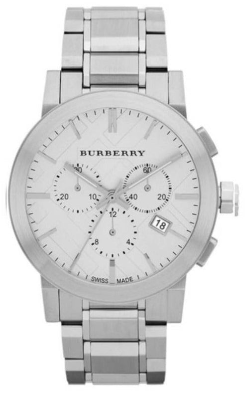 Burberry The City Chronograph Silver Dial Silver Steel Strap Watch for Men - BU9350