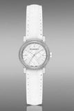 Burberry The City Diamonds Silver Dial White Leather Strap Watch for Women - BU9221