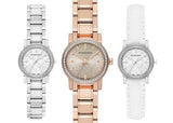 Burberry The City Diamonds Silver Dial White Leather Strap Watch for Women - BU9221