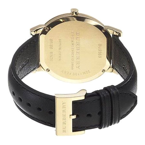 Burberry The City Gold Dial Black Leather Strap Watch for Men - BU2353