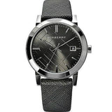 Burberry The City Grey Dial Black Leather Strap Watch for Men - BU9030