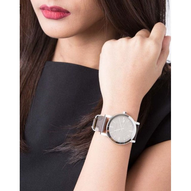 Burberry The City Grey Dial Leather Strap Watch for Men - BU9020