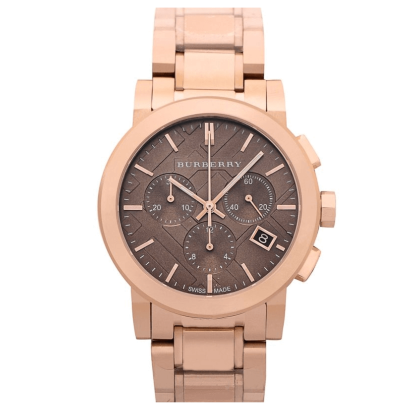 Burberry The City Grey Dial Rose Gold Steel Strap Unisex Watch - BU9754