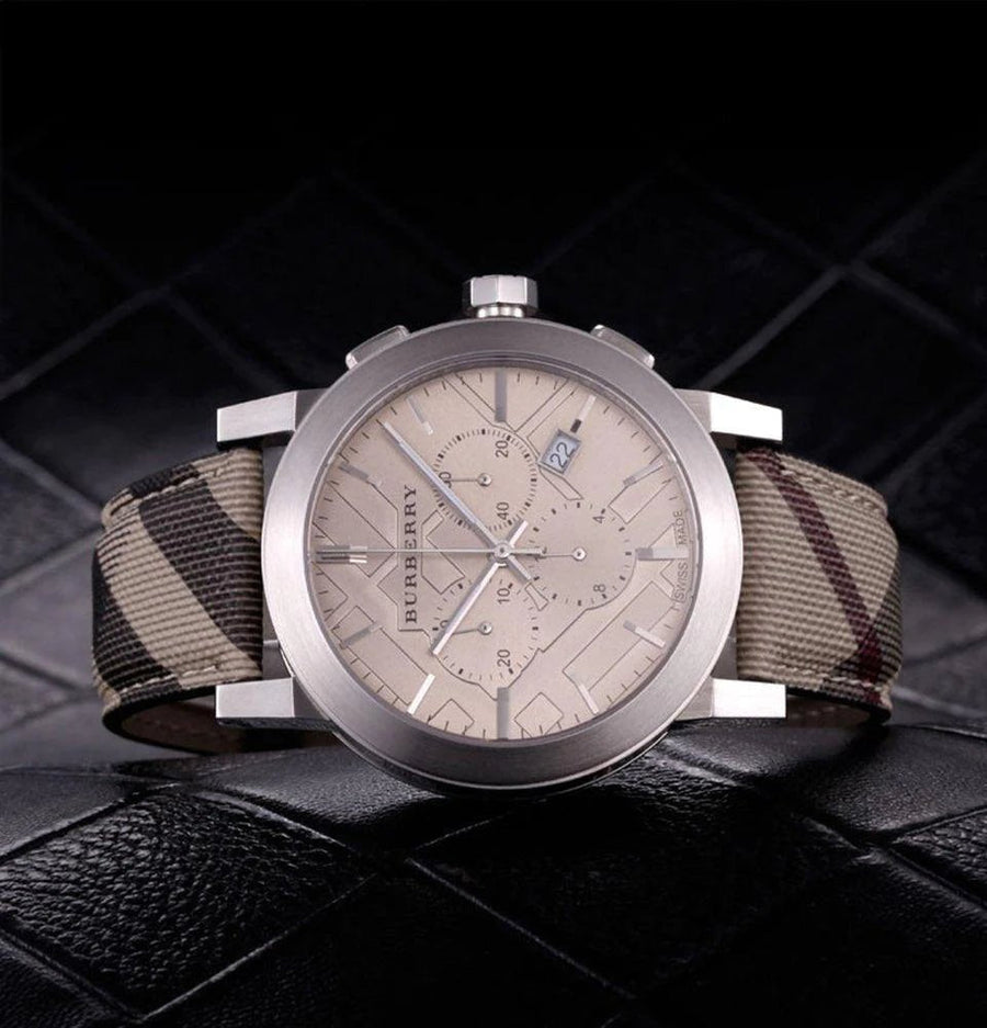 Burberry The City Smoked Brown Dial Brown Leather Strap Watch for Men - BU9361