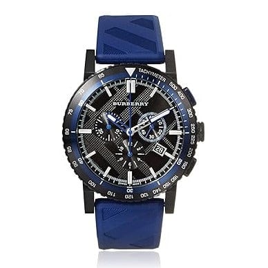Burberry The City Sport Chronograph Black Dial Blue Rubber Strap Watch For Men - BU9807