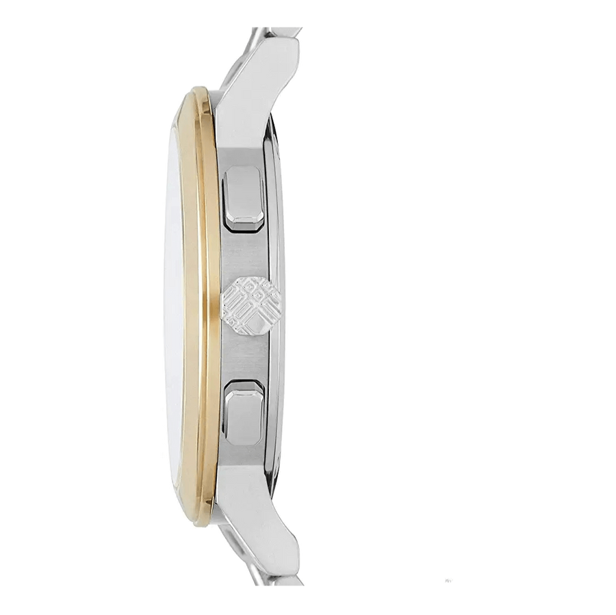 Burberry The City White Dial Two Tone Steel Strap Watch for Men - BU9751