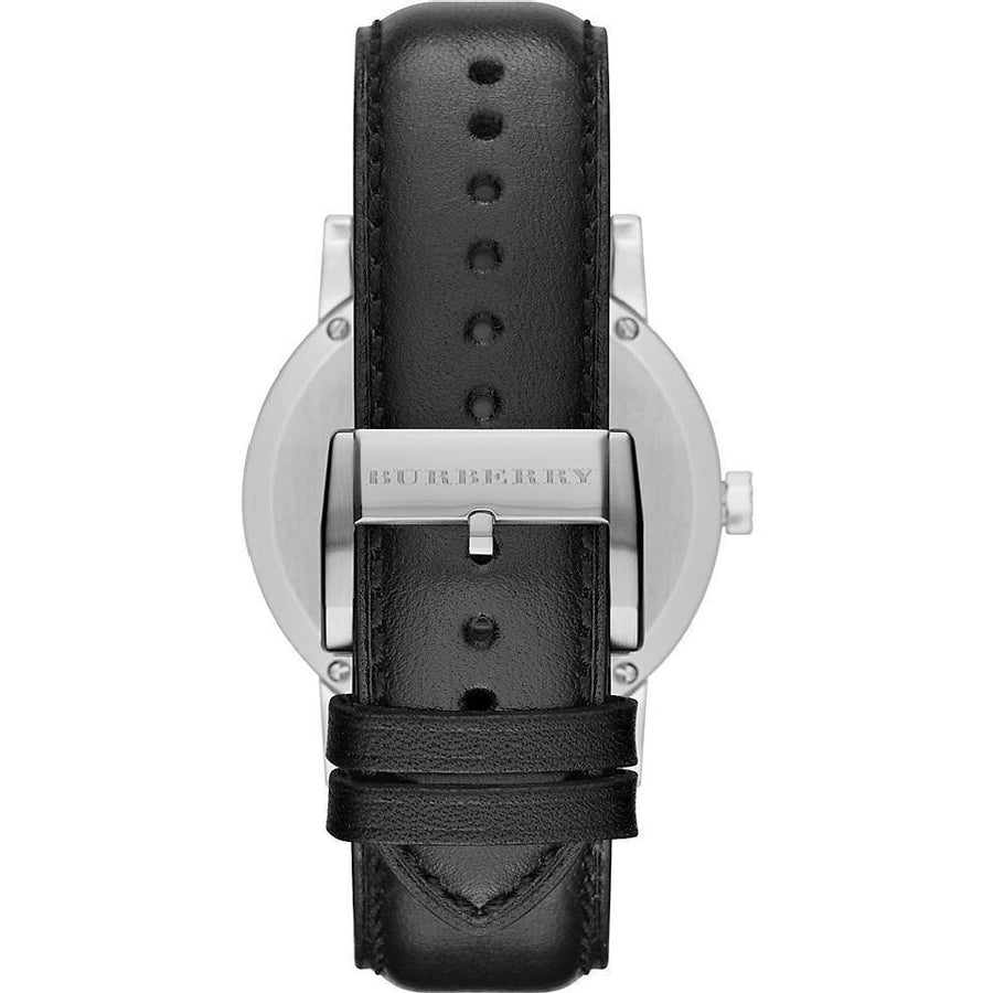 Burberry The City White Dial Black Leather Strap Watch for Men - BU9008