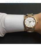 Burberry The City White Dial Two Tone Steel Strap Watch for Women - BU9006