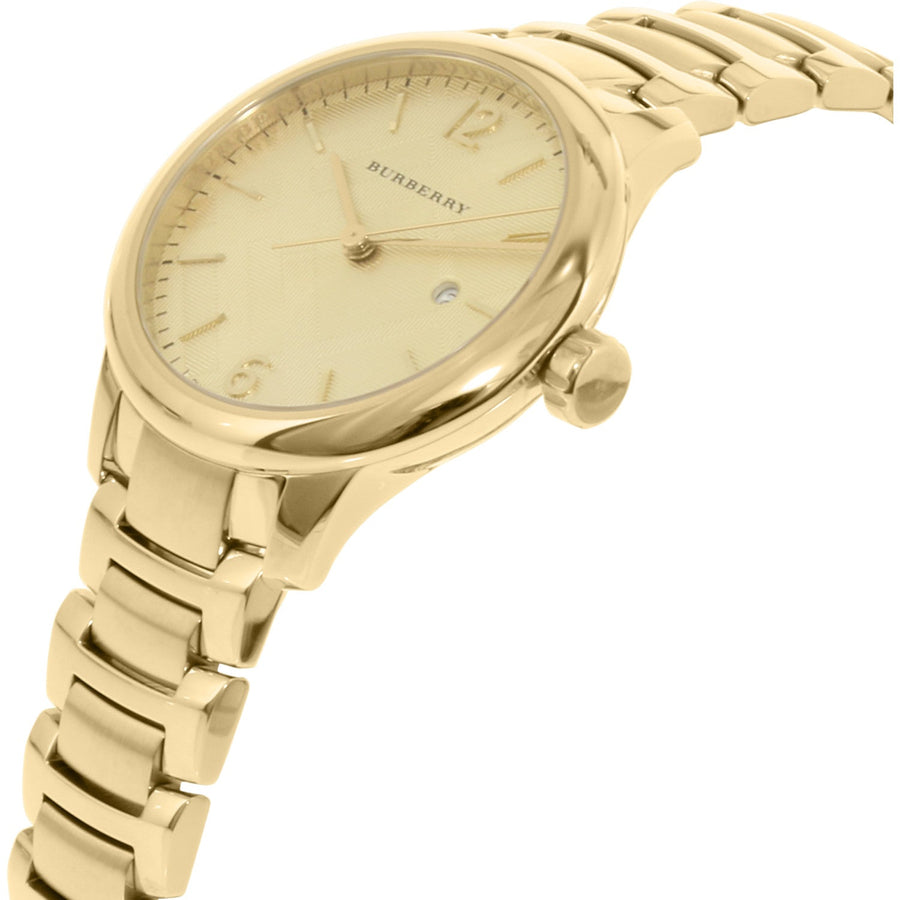 Burberry The Classic Champagne Dial Gold Steel Strap Watch for Women - BU10109