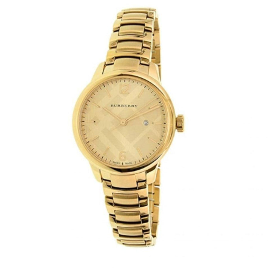 Burberry The Classic Champagne Dial Gold Steel Strap Watch for Women - BU10109