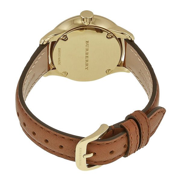 Burberry The Classic Champagne Gold Dial Brown Leather Strap Watch for Women - BU10101