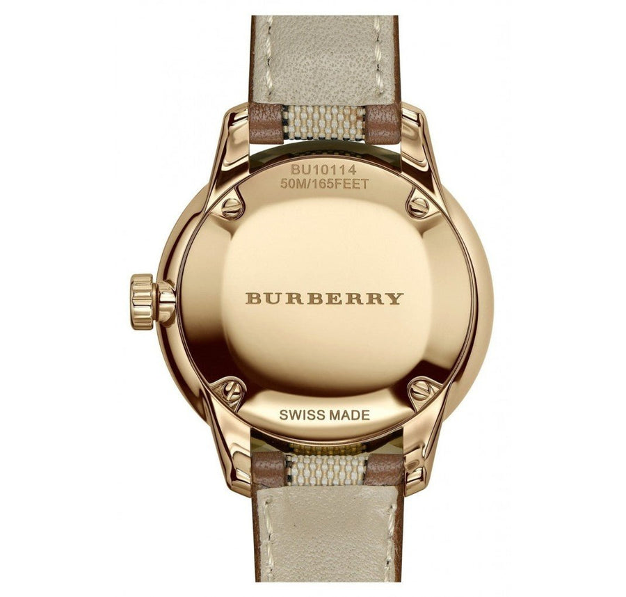 Burberry The Classic Gold Dial Brown Leather Strap Watch for Women - BU10114
