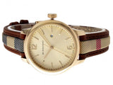 Burberry The Classic Gold Dial Brown Leather Strap Watch for Women - BU10114
