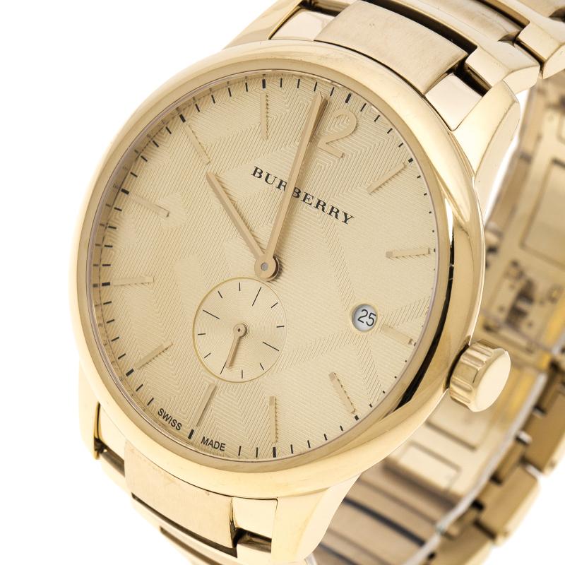 Burberry The Classic Gold Dial Gold Steel Strap Watch for Men - BU10006