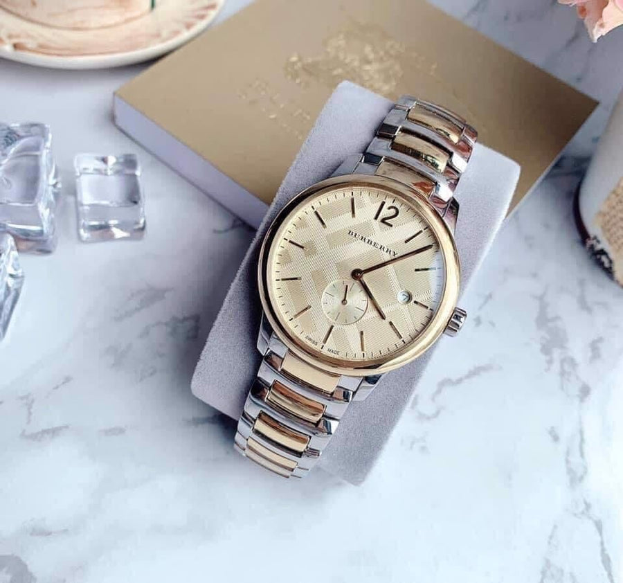 Burberry The Classic Gold Dial Two Tone Steel Strap Watch for Men - BU10011