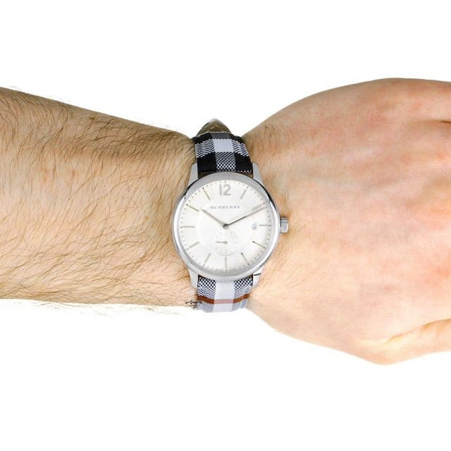 Burberry The Classic Horseferry Silver Dial Black Leather Strap Watch for Men - BU10002