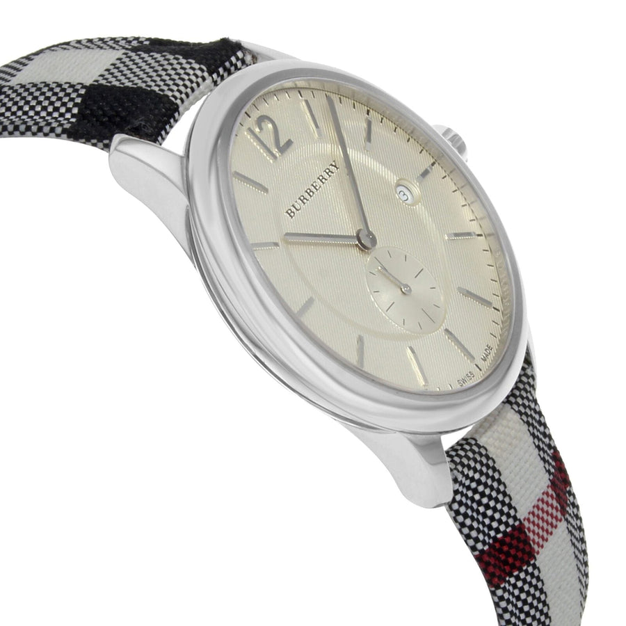 Burberry The Classic Horseferry Silver Dial Black Leather Strap Watch for Men - BU10002