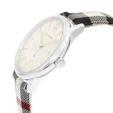 Burberry The Classic Horseferry Silver Dial Black Leather Strap Watch for Men - BU10002