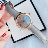 Burberry The Classic Quartz Grey Dial Grey Leather Strap Watch For Women - BU10119