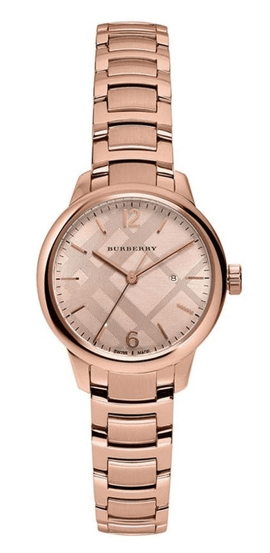 Burberry The Classic Rose Gold Dial Rose Gold Steel Strap Watch for Women - BU10116