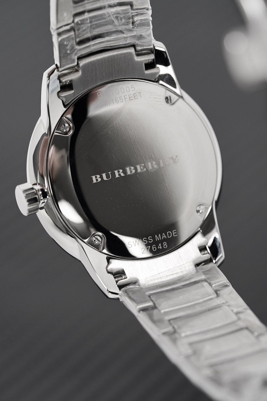 Burberry The Classic Round Black Dial Silver Steel Strap Watch for Men - BU10005