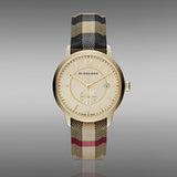 Burberry The Classic Round Gold Dial Brown Leather Strap Unisex Watch  - BU10001