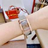 Burberry The Pioneer Rose Gold Dial Haymarket Brown Leather Strap Watch for Women - BU9408