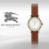 Burberry The Utilitarian White Dial Brown Leather Strap Watch for Women - BU7865