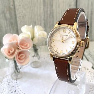 Burberry The Utilitarian White Dial Brown Leather Strap Watch for Women - BU7865