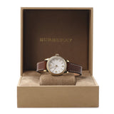 Burberry The Utilitarian White Dial Brown Leather Strap Watch for Women - BU7865