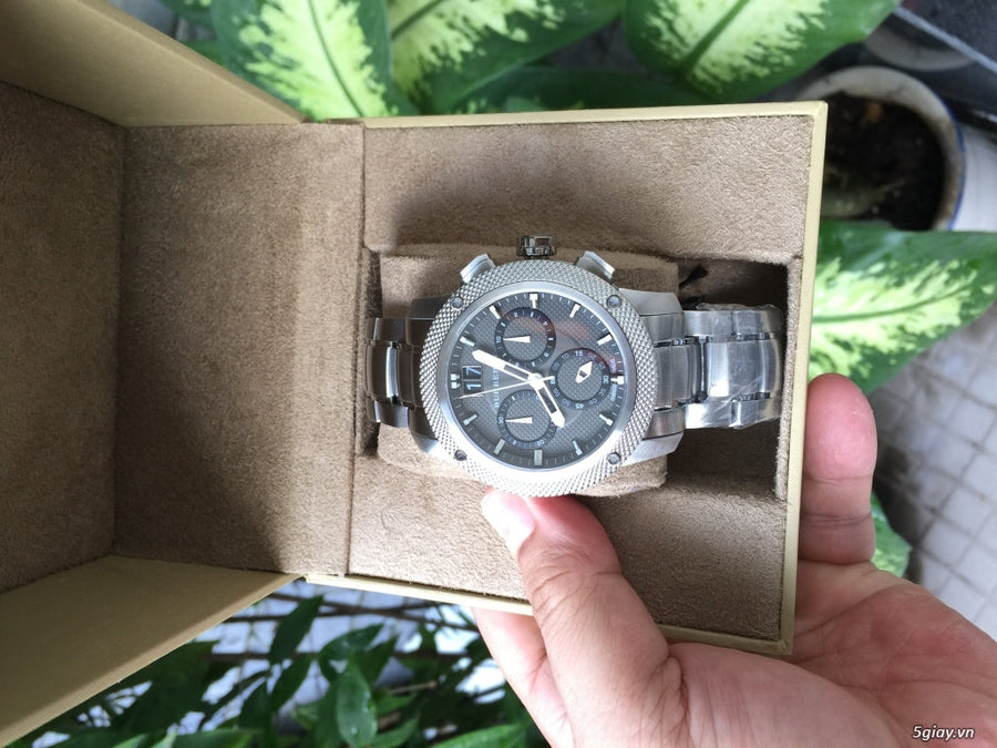 Burberry Utilitarian Chronograph Black Dial Silver Steel Strap Watch For Men - BU9800