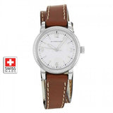 Burberry Utilitarian White Dial Brown Leather Strap Watch for Women - BU7848