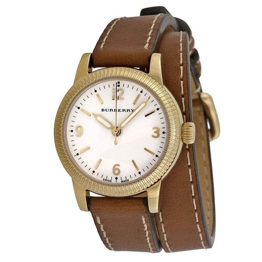 Burberry Utilitarian White Dial Brown Leather Strap Watch for Women - BU7850