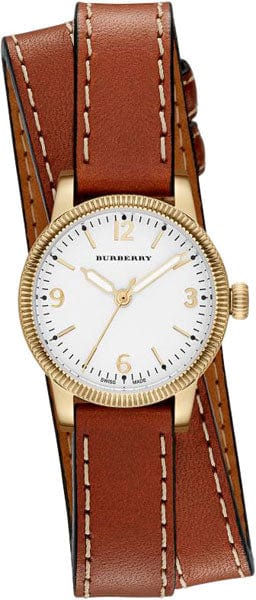 Burberry Utilitarian White Dial Brown Leather Strap Watch for Women - BU7850