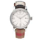 Burberry Utilitarian White Dial Multicolor Leather Strap Watch for Women - BU7824