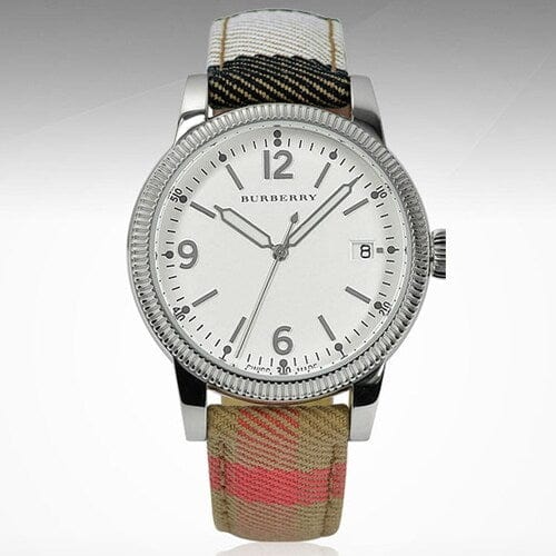 Burberry Utilitarian White Dial Multicolor Leather Strap Watch for Women - BU7824