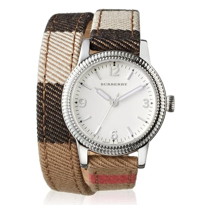 Burberry Utilitarian White Dial Multicolor Leather Strap Watch for Women - BU7849