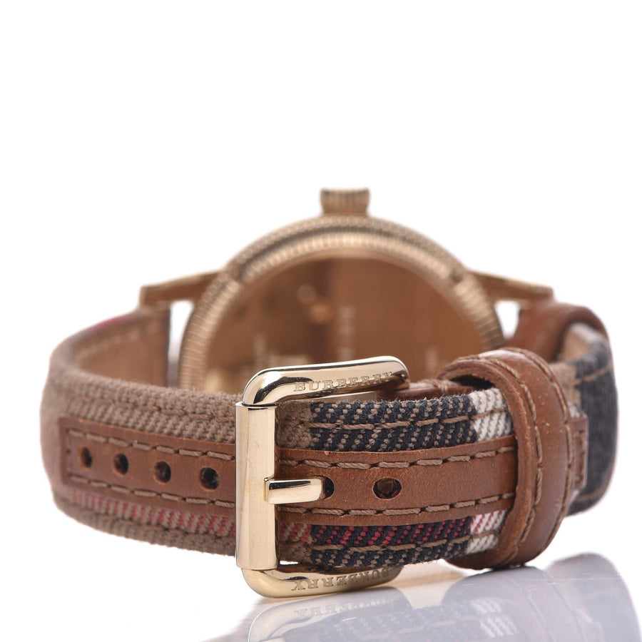 Burberry Utilitarian White Dial Multicolor Leather Strap Watch for Women - BU7853
