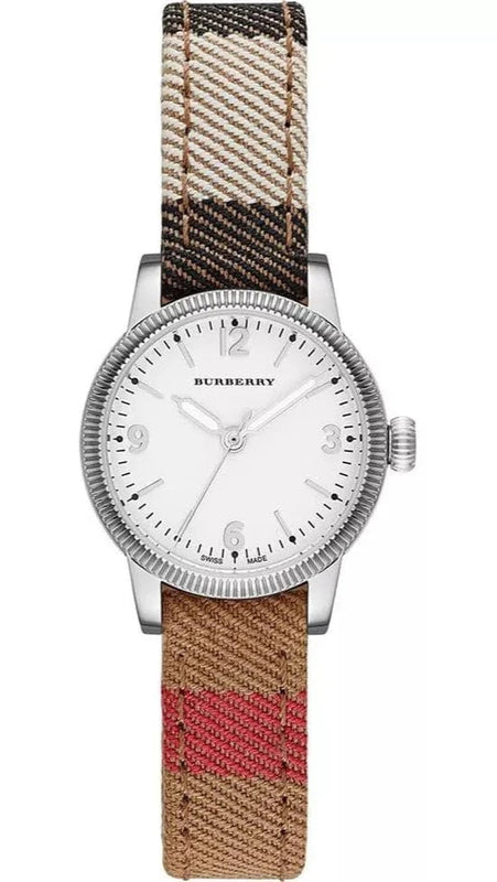 Burberry Utilitarian White Dial Multicolor Leather Strap Watch for Women - BU7863