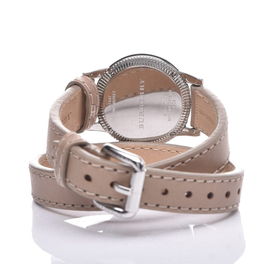 Burberry Utilitarian White Dial Pink Leather Strap Watch for Women - BU7847