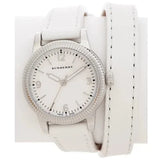 Burberry Utilitarian White Dial White Leather Strap Watch for Women - BU7846