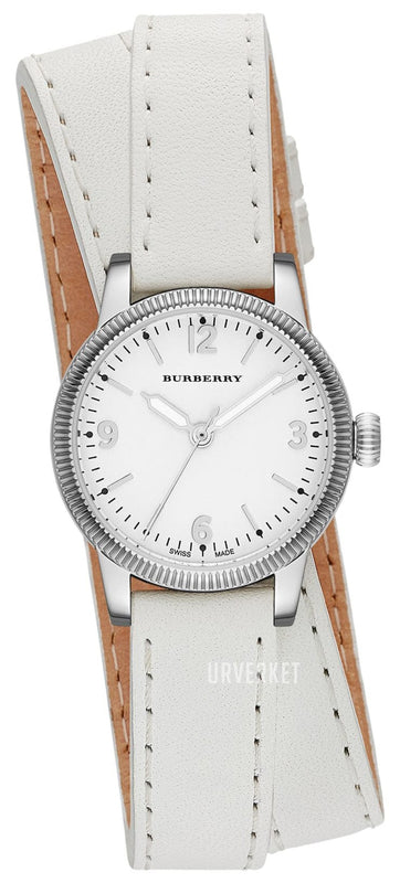 Burberry Utilitarian White Dial White Leather Strap Watch for Women - BU7846