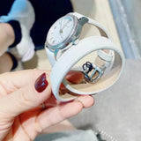 Burberry Utilitarian White Dial White Leather Strap Watch for Women - BU7846